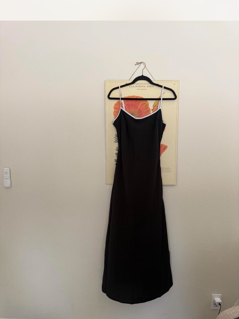 Abercrombie & Fitch Black Maxi Slip Dress with White Trim